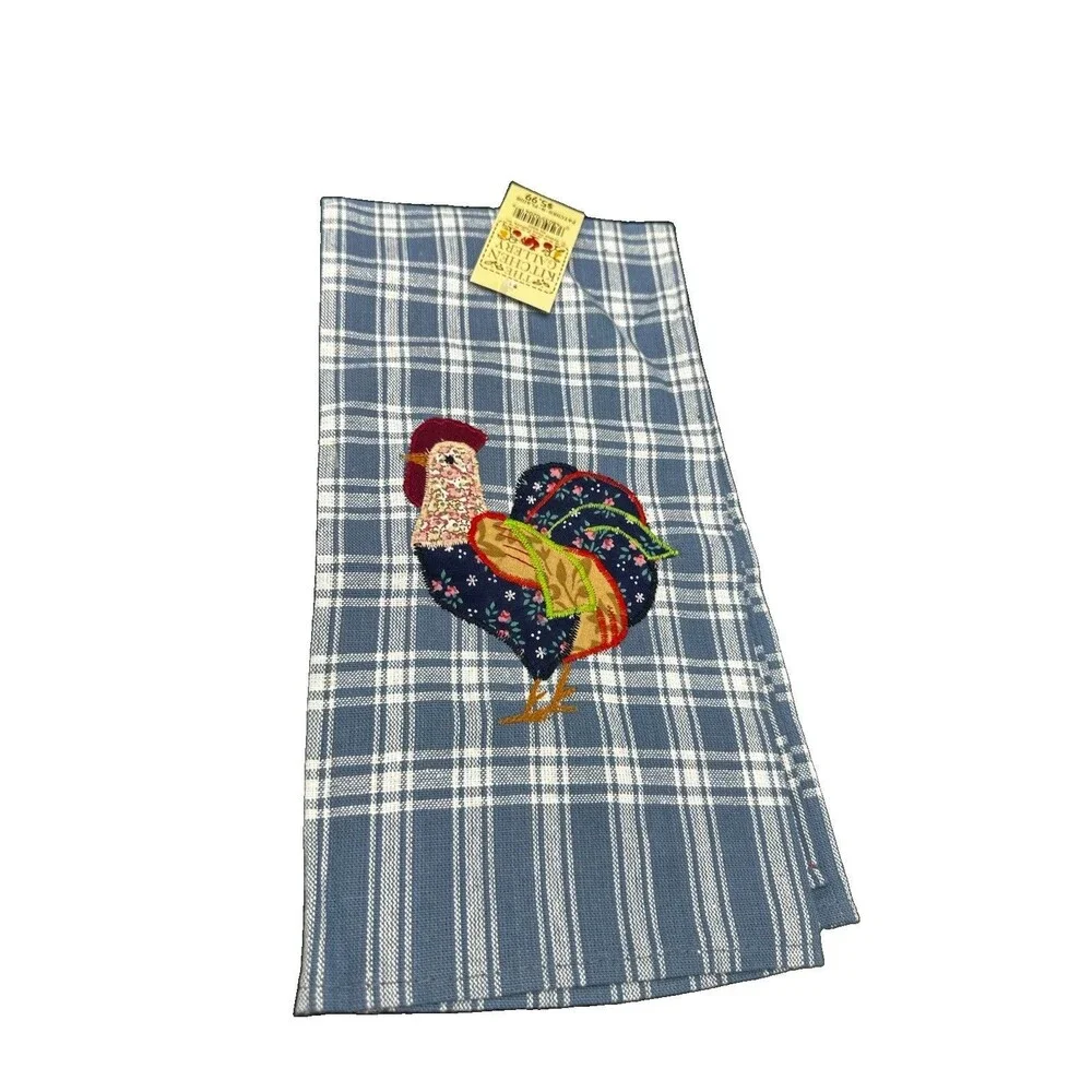 NEW Vintage MCM Cotton Dish Tea Towels Rooster And Cat (NWT)